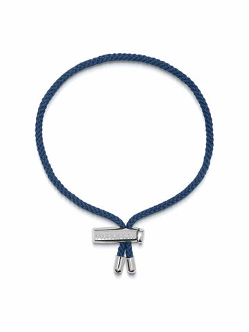 Nialaya Men's String Bracelet Men's Navy Blue String Bracelet with Adjustable Silver Lock MST_052